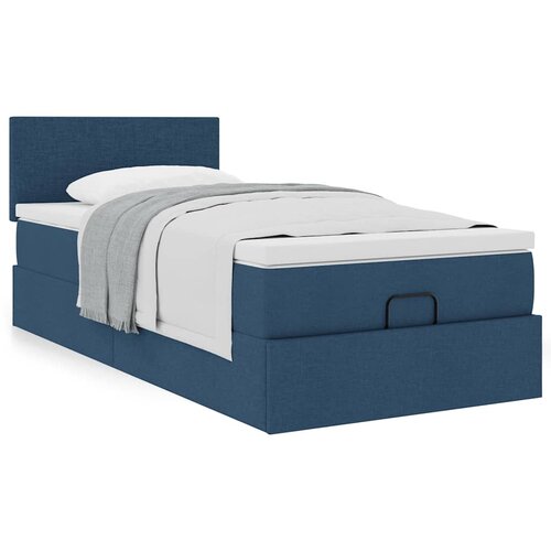 VidaXL Otomanski okvir kreveta s madraca plavi 90x190cm od tkanine Slike