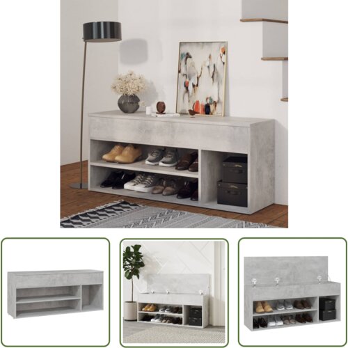 The Living Store Klop za čevlje betonsko siva 105x30x45 cm iverna plo&amp;scaron;ča - Klop Za Čevlje, (21744442) Slike