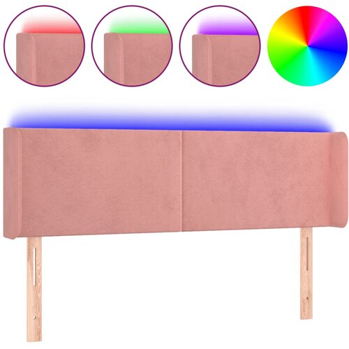 Maison Chic led posteljno vzglavje - vzglavna omarica - nočna omarica roza 147x16x78/88 cm žamet, (21707484) Slike