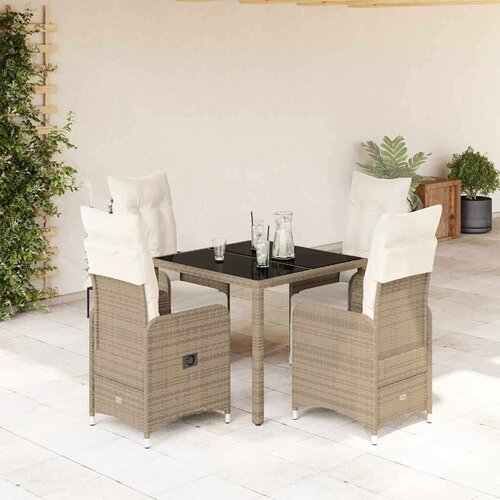 vidaXL 5-dijelni vrtni bistro set od poliratana s jastucima smeđi Cene