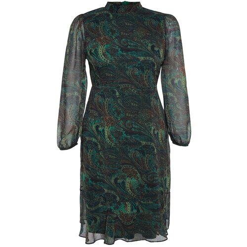 Trendyol Curve Green Paisley Patterned Chiffon Dress Cene