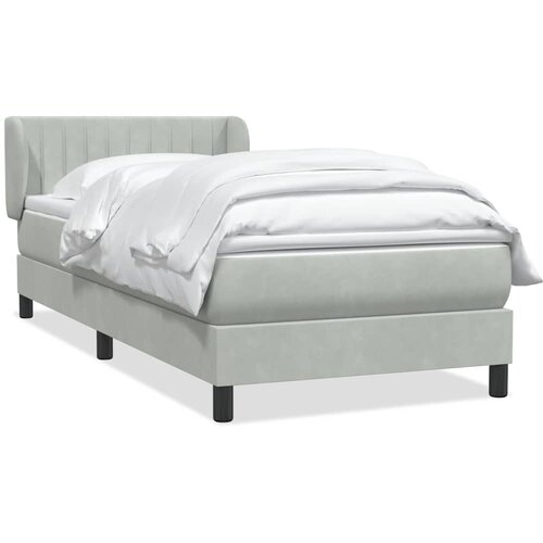 Maison Chic Box spring postelja - Vzmetna postelja z vzmetnico svetlo siva 80x220 cm žamet SL18583, (21894527) Slike