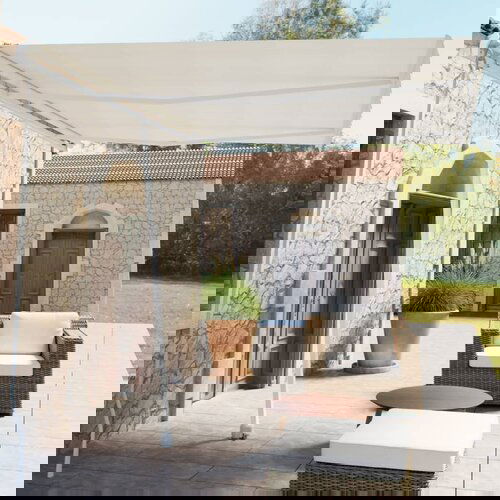 vidaXL prostostoječa ročno zložljiva tenda 350x250 cm krem Cene
