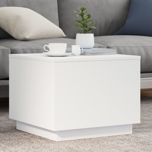 VidaXL Klubska mizica z LED lučkami bela 50x50x40 cm Slike