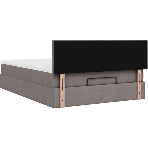 VidaXL Otomanski krevet s madracem smeđesivi 140x200 cm tkanine Slike