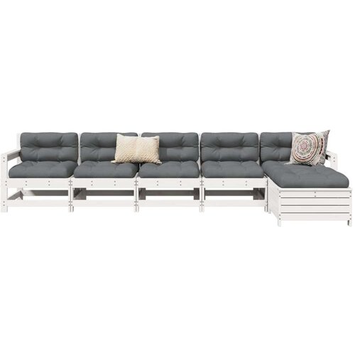  6-dijelni set vrtnih sofa bijeli od masivne borovine Slike