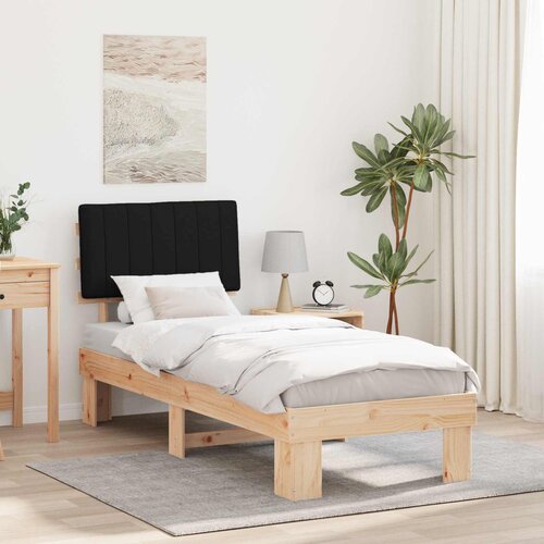 vidaXL Posteljni okvir z oblazinjenim vzglavjem Črna 80 x 200 cm Cene