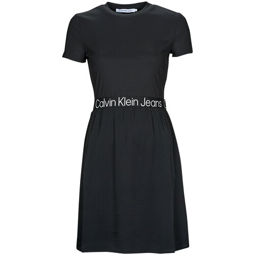 Calvin Klein Jeans Kratke obleke LOGO ELASTIC DRESS Črna Cene