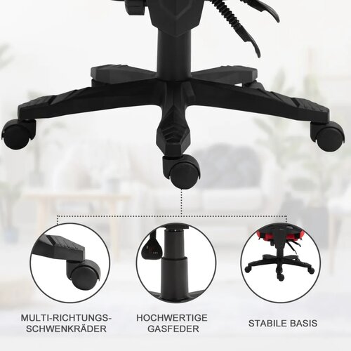  Ergonomska uredska i igraća stolica s osloncem za noge crno-crvena Slike