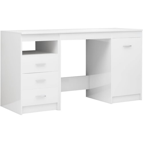 Maison Chic Pisalna miza - pisarniška miza - Računalniška miza visok sijaj bela 140x50x76 cm iverna plošča, (21785444) Cene