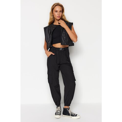 Trendyol Black Woven Cargo Trousers with Pocket Slike