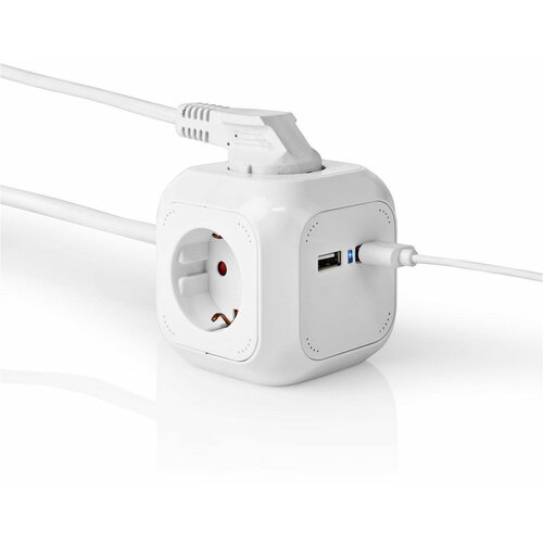 Nedis (EXSOC415UFWT) produžni kabl sa 4 utičnice+2xUSB charger beli Slike