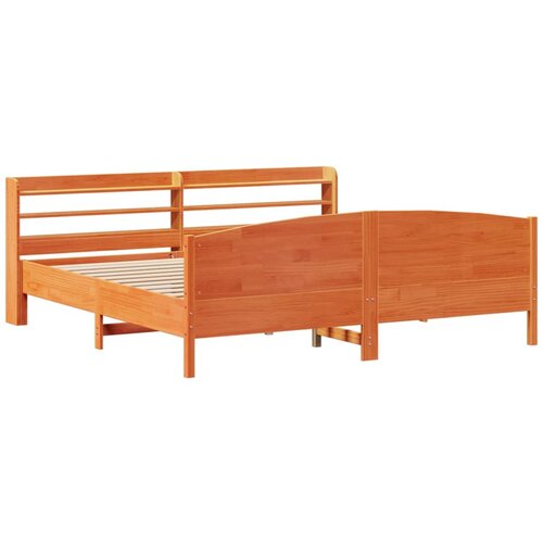 VidaXL Posteljni okvir z vzglavjem vo&amp;scaron;čeno rjava 200x200 cm borovina, (21304033) Slike