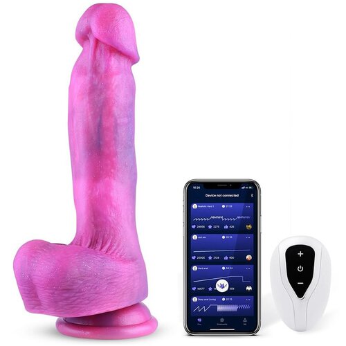 HiSmith WDA024-M Wildolo Fantasy Glitter Vibrating Silicone Dildo with App 25.5cm Pink Slike