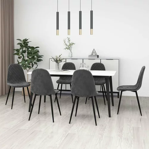  Jedilni stoli 6 kosov temno siv žamet, (20699885)