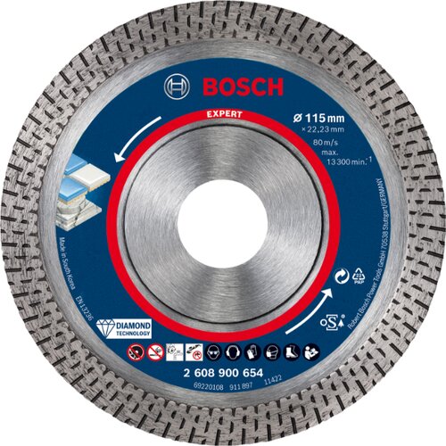 Bosch PROFESSIONAL diamantna rezalna plošča EXPERT HardCeramic, 115x22,23x1,4x10mm 2608900654 Cene
