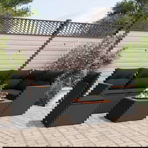  6-dijelni set vrtnih sofa s jastucima crni od poliratana Cijene