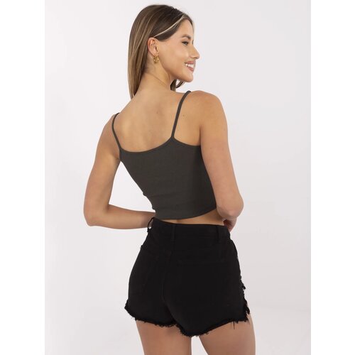 Fashion Hunters RUE PARIS Dark khaki crop top Cijene