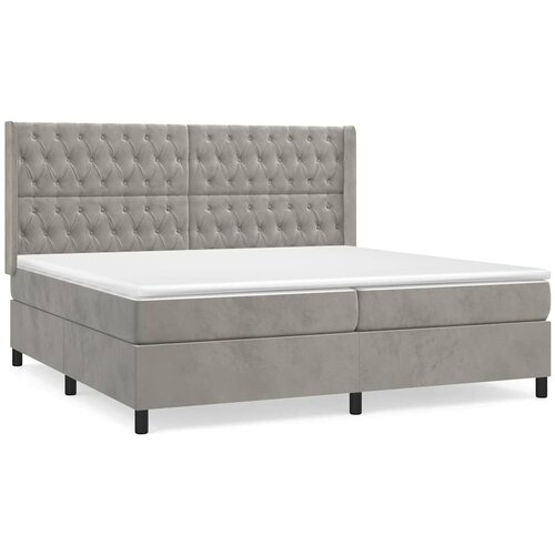  Krevet s oprugama i madracem svjetlosivi 200x200 cm bar&amp;scaron;unasti Slike