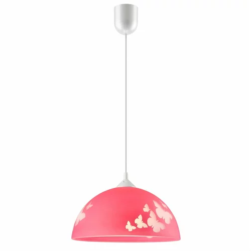 LAMKUR Rožnata otroška svetilka s steklenim senčnikom ø 30 cm Mariposa –