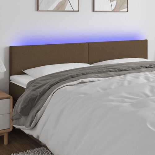 vidaXL LED posteljno vzglavje temno rjavo 200x5x78/88 cm blago Cene