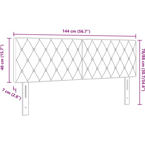  LED uzglavlje s kristalnim gumbićima Crno 72 cm Velur Slike