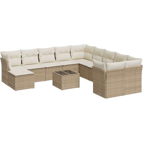 vidaXL 12-dijelni set vrtnih sofa od poliratana s jastucima bež Cene