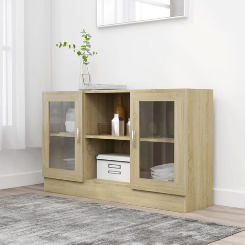 VidaXL Vitrina boja hrasta sonome 120 x 30,5 x 70 cm od iverice Slike