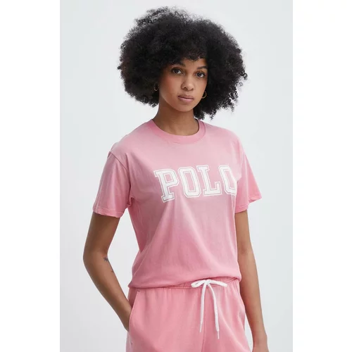 Polo Ralph Lauren Bombažna kratka majica ženska, roza barva, 211935591