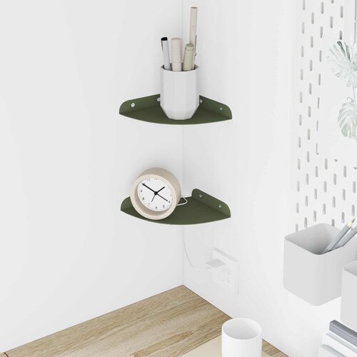  Lebdeća polica s policom 2 pcs Maslinasto zelena 15 x 15 x 2 cm Cijene