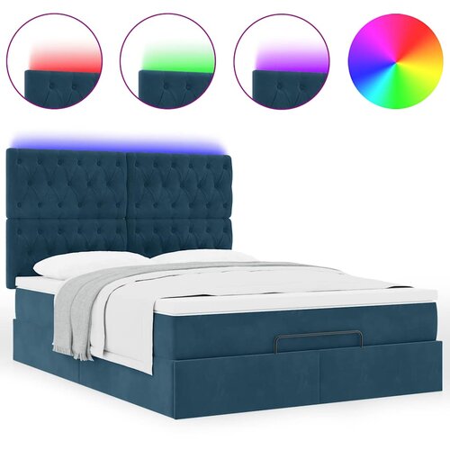  Ottoman krevet s madracima i LED diodama tamnoplavi 140x200 cm bar&amp;scaron;un Slike