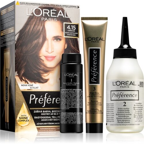 L&amp;acute;Or&amp;eacute;al Paris pr&amp;eacute;f&amp;eacute;rence boja za kosu 60 ml nijansa 4,15-M1 Caracas Slike