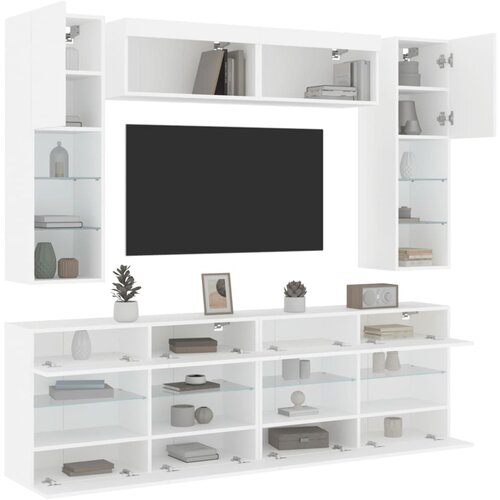 vidaXL Komplet TV omaric z LED lučkami 6-delni bel Cene