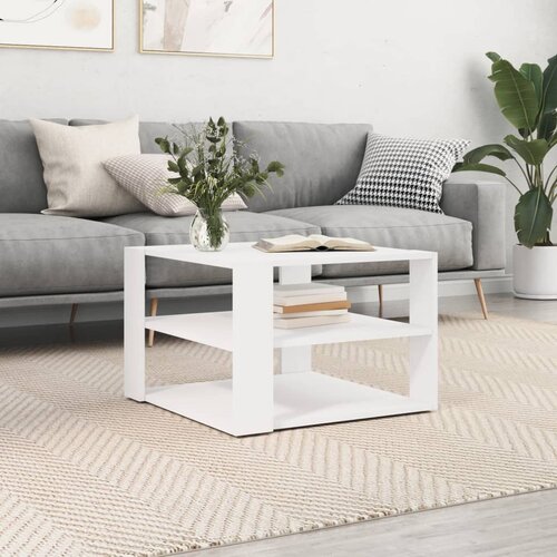 VidaXL Klubska mizica bela 59,5x59,5x40 cm inženirski les Slike