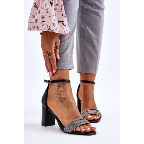 Kesi Elegant sandals with cubic zirconia heels Black Laurene