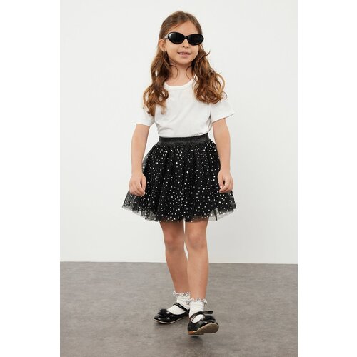 Trendyol Black Girl Star Pattern Tutu Mini Skirt Cene