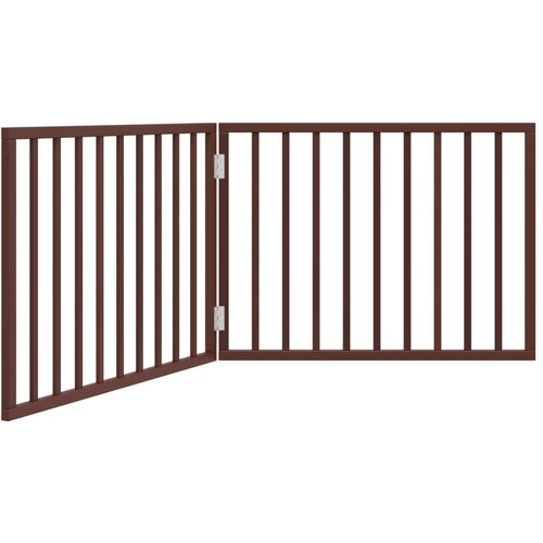  Vrata za pse s 2 panela sklopiva smeđa 160 cm od drva topole Slike