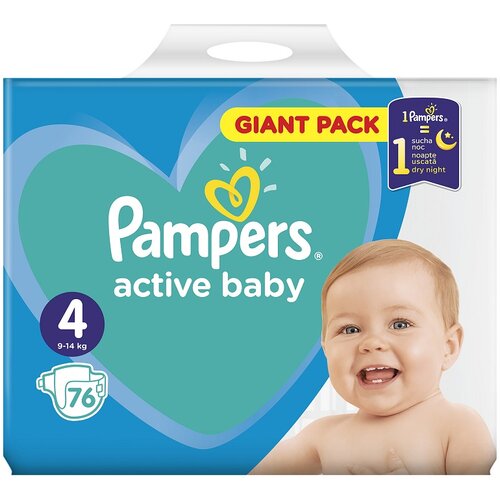 Pampers Active Baby Dry, Veličina 4, (8-14kg), 76kom Slike