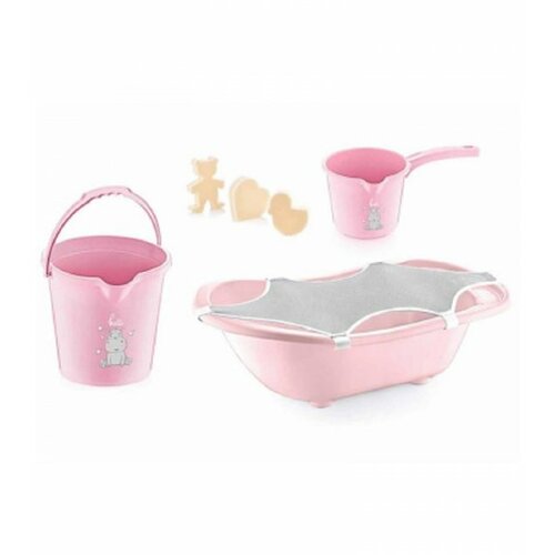 Babyjem Set za Kupanje Bebe (kadica, podloga, sunđer, bokal, kofica) - Roze Slike