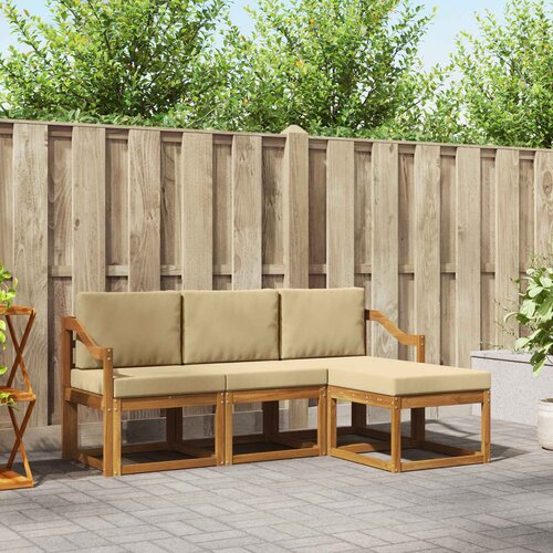  Set vanjskih sofa s jastukom 4 pcs Prirodna i bež Cene