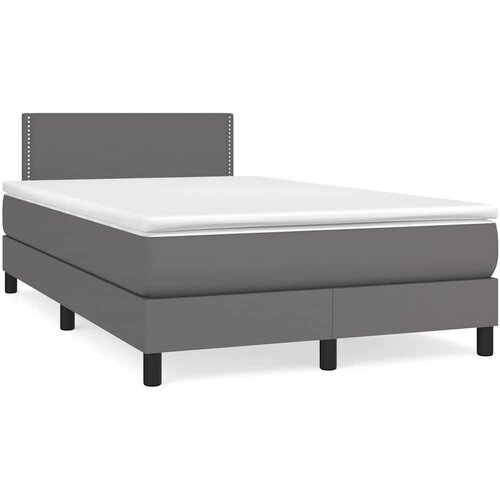  Krevet s oprugama i madracem LED sivi 120x190 cm umjetna koža Slike