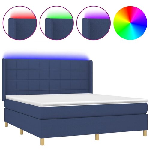 Maison Chic Box spring postelja - Vzmetna postelja z vzmetnico LED modra 160x200 cm blago SL9292, (21901229) Cene