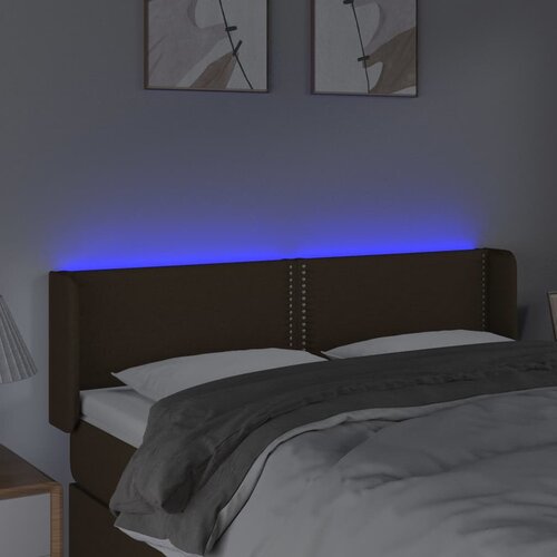  LED uzglavlje tamnosmeđe 147x16x78/88 cm od tkanine Slike