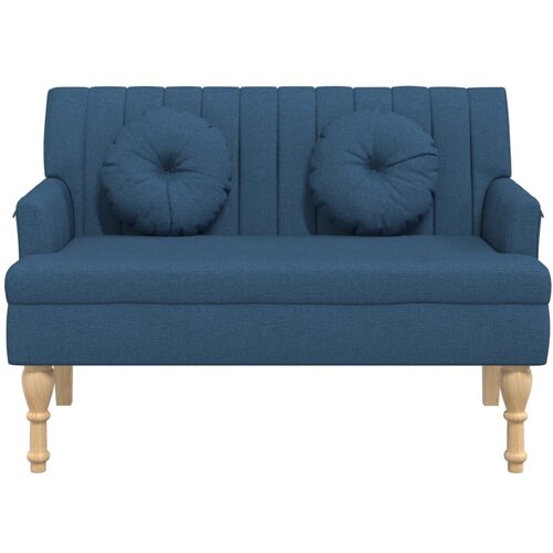  Klupa s jastucima plava 113 x 64,5 x 75,5 cm od tkanine Slike