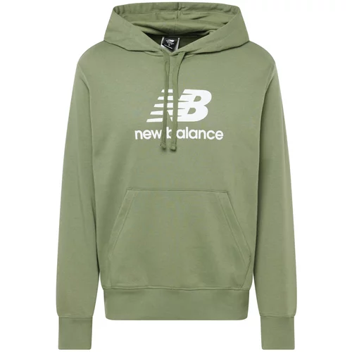 New Balance Sweater majica maslinasta / bijela
