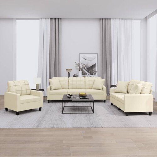  3-dijelni set sofa s jastucima krem od umjetne kože Cijene