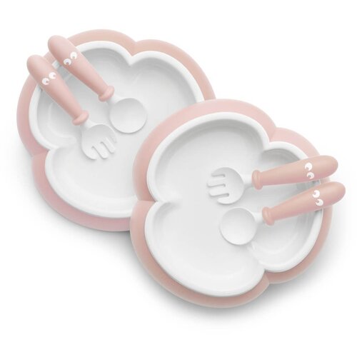 BABYBJORN komplet jedilni set krožnika, žlici in vilici Powder Pink Slike