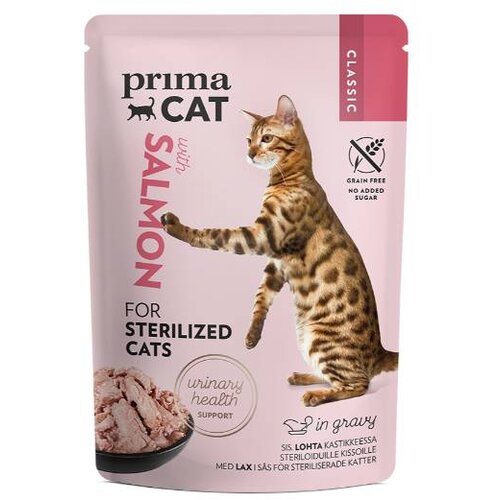 PrimaCat sterilised salmon in gravy 85g Cene