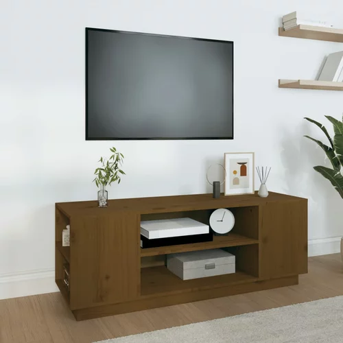 vidaXL TV omarica medeno rjava 110x35x40,5 cm trdna borovina
