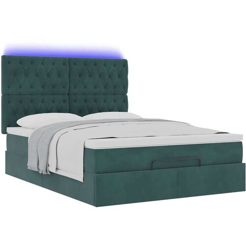  Otomanski krevet s madracima&amp;amp;amp LED tamnozeleni 140x200cm bar&amp;scaron;un Slike